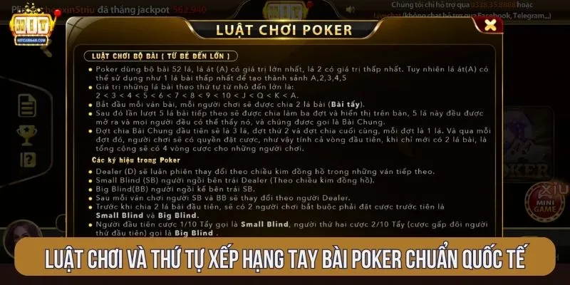 Luật chơi và thứ tự xếp hạng tay bài poker chuẩn quốc tế