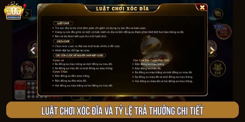 Luật chơi xóc đĩa và tỷ lệ trả thưởng chi tiết